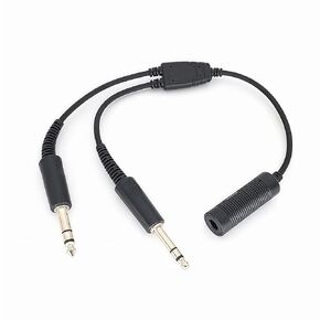 Aviation Headphone Cable Adapter 7.1mm to GA Dual Plug Airbus Earphone Cable Accessories with Low Impedance