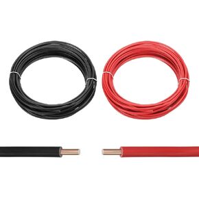 MECCANIXITY 10 Gauge Copper Clad Aluminum Solid Cord Wire, 50FT 10 AWG Electrical Power Ground Cable High Conductivity for Home Marine Lighting Car Audio Office Electricity(Black and Red)