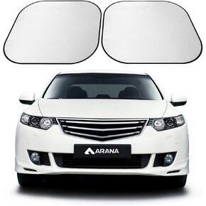 2-Piece Car Windshield Sun Shade Automotive Windshield Sunshades Foldable Retractable 2 Pcs Sun Shield Cover Front Window Sunshades Blocks 99% UV Rays Sun Heat, Small Size 23.5"×29", ARANA