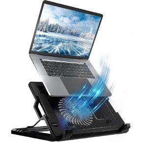 Laptop Cooling Pad Stand Built-in Quiet Fans, USB Ports, Adjustable Heights Ergonomic Comfortability Notebook Riser All Laptops MacBook Pro Air & More