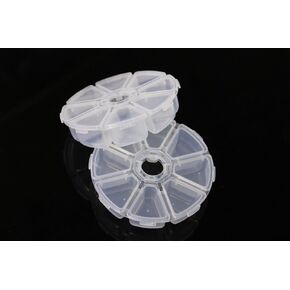2 pcs Fly Tying Beads Round Container Plastic Box 8 Compartments Fly Fishing Tackle Boxes Storage 10cm