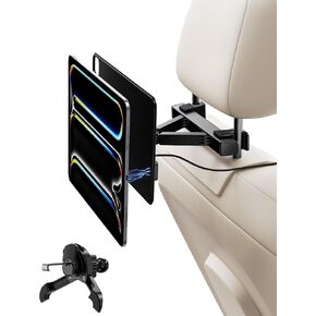 KUXIU Magnetic Wireless Charging Car Headrest Tablet Holder for iPad Pro 12.9/Air 13 M2/M3, Tablet Car Back Seat Mount with Air Vent Stand,Road Trip Essentials Holder for iPad Pro 12.9 3rd/4th/5th/6th