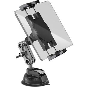 Aluminum Heavy Duty Dashboard & Windshield Tablet Holder Car Mount, 360°2-Stage Stand Metal Bracket Suction Cup for 4.7-12.9" iPad Pro/Air/Mini/Samsung Galaxy Tab, for Car Truck Wall Desk Kitchen