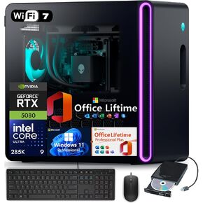 Dell Alienware Aurora R16 Gaming PC - NVIDIA RTX 5080 GDDR7 16GB(Beats RTX 4090) • Intel Ultra 9 285K(up to 5.7GHz) • Wi-Fi 7, Win11 Pro • 1000W Liquid Cooled (64GB DDR5 • 8TB SSD • 2TB HDD)