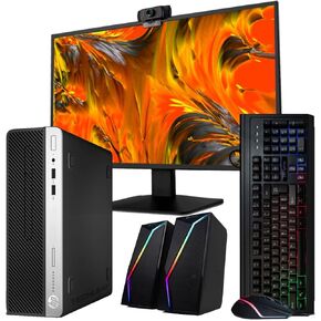 HP Windows 11 Desktop Computer | 16GB RAM + 500GB SSD | Intel i5 | 16GB RAM + 500GB SSD | 24" LCD | WiFi 6 AX200 + BT | RGB Keyboard/Mouse + Speakers | Webcam | Home or Office PC (Renewed)
