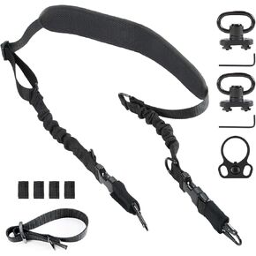 Upgraded Rifle Sling with Soft Shoulder Pad, Special Anti-Drop Protective Cover, Noise and Scratch Reducing Sleeve, Adjustable Length 2 Point Sling with D-Ring Loop