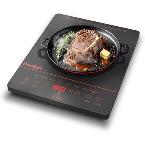 Single Burner Electric Cooktop, Portable One Burner Electric Stove, 1800W Small Infrared Electrical Hot Plate with Safety Lock, Timer, Overheat Protection, Touch Control, 110V-120V Plug in