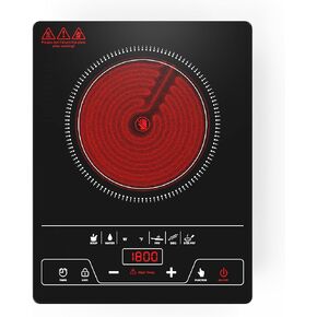 VBGK Single Burner Electric Cooktop,1800W Electric Stove Top Portable Cooktop LED Touch Control,8 Power Levels, Kids Lock &Timer,Overheat Protection,110V Hot Plates for Cooking