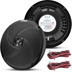 Pyle Dual 8'' Marine Speakers, Waterproof 2-Way Full Range Audio, 320W Max Stereo Sound, Black Slim Low-Profile Design, Boat & Off-Road Use, Universal OEM Fit (Pair)