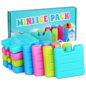 Lemonfilter 8 Pack Reusable Ice Packs for Lunch Boxes, Small Freezer Packs for Coolers Leak-Proof Long Lasting Cool Packs for Camping, Travel, Picnic, Work, Fishing