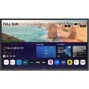SunBrite 65" Solis Smart Outdoor Television, Full-Sun 4K TV, 1500-Nit Brightness, Anti-Glare Screen, IP55 Weatherproof, Wi-Fi Bluetooth, Integrated Speakers SB-FS-65-BL