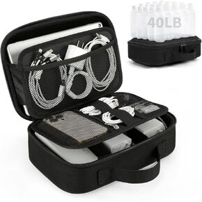 ZOMFELT Electronics Organizer Travel Case, Hard EVA Cable Organizer Bag, Shockproof Cord Organizers, Tech Organizers for Men Travel Accessories, Charger Storage Case for Phone, iPad, Tablet, Black