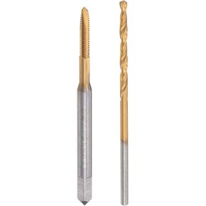 uxcell M2.5 x 0.45 صنبور لولبي ذو نقطة حلزونية ومجموعة رؤوس مثقاب ملتوية 2.1 مم، مطلي بالتيتانيوم متري 6542 أداة فولاذية عالية السرعة لصنبور لولبي in Kuwait