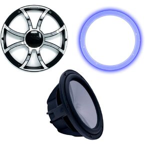 wet sounds Revo 10" Subwoofer, Grill, & RGB LED Ring - Black Subwoofer & Black Grill with Steel Inserts - 2 Ohm