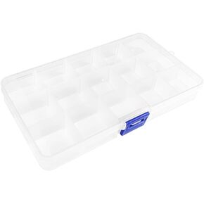 ZUFECY Fishing Tackle Box, Storage Organizer with Adjustable 15 Dividers, Transparent Organizer Tray Organizers and Storage Box for Tackle Bead