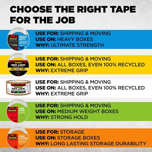 Scotch Heavy Duty Shipping Packaging Tape, 1.88" x 38.2 Yards, 3" Core, Clear, Great for Packing, Shipping & Moving, 6 Rolls (3850-6) in Saudi Arabia