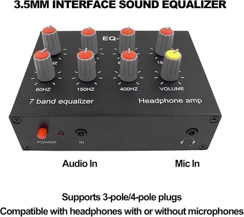 EQ 7 Band Sound Inquarizer Home Audio ، 2 Tenda Car Audio Equalizer ، 3.5mm Interface Digital Extereo Equalizer for Home Audio ، in Saudi Arabia