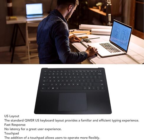 EBTOOLS Replacement for Surface Laptop 3 4 5 1951 13.5 Inch, Ultra Slim Full Size Laptop Palmrest Keyboard with Touchpad, Backlit Keyboard (Black) in Saudi Arabia