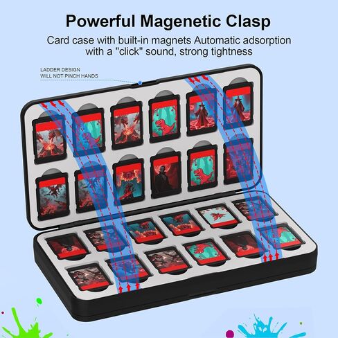 Quolumpia 48 Card Card Case متوافق مع Nintendo Switch 2/OLED/Switch/Switch Lite ، تخزين 48 بطاقة لعبة و 80 بطاقات Micro SD ، قذيفة سوداء ، صلبة ، إغلاق مغناطيسي ، لينينج السيليكون الناعم in Saudi Arabia