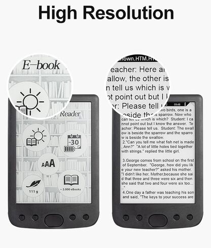 BK6025 ePaper Reader, Portable eBook Reader with 6 inch Ink Screen, Font Sizes Adjustment, Audiobooks, Eye Friendly EReader Devices with Protective Case, Support Up to 32G (4G) in Saudi Arabia