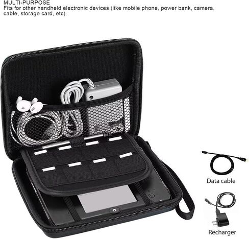 Ciciglow Protction Hard Shell Careing Case for 2DS مع 8 حاملين لبطاقات الألعاب ، ومقاوم للصدمات ، والداخلية الناعمة ، وحزام محمول ، وتصميم خفيف الوزن ، وجيب شبكة داخلي (أسود) in Saudi Arabia