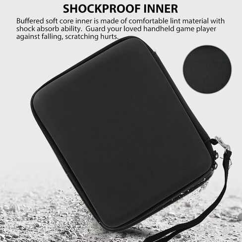Ciciglow Protction Hard Shell Careing Case for 2DS مع 8 حاملين لبطاقات الألعاب ، ومقاوم للصدمات ، والداخلية الناعمة ، وحزام محمول ، وتصميم خفيف الوزن ، وجيب شبكة داخلي (أسود) in Saudi Arabia