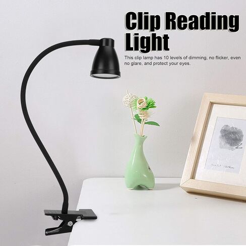 Garosa Clip Reading Light with Dimming, Protect Eyes, for Reading, Repairing, Indoor Lighting Supplies (Black) in Saudi Arabia