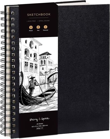 Artist’s Sketchbook Hardcover – 200GSM Very Thick Paper – Large, Spiral Sketch Book for Drawing and Mixed Media – Sketch Pad, Art Book - 8.25 x 11.4, 40 Sheets / 80 Pages in Saudi Arabia