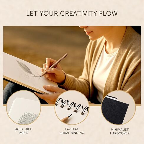 Artist’s Sketchbook Hardcover – 200GSM Very Thick Paper – Large, Spiral Sketch Book for Drawing and Mixed Media – Sketch Pad, Art Book - 8.25 x 11.4, 40 Sheets / 80 Pages in Saudi Arabia