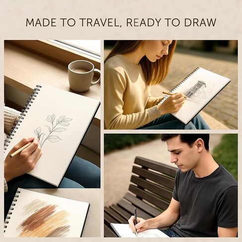 Artist’s Sketchbook Hardcover – 200GSM Very Thick Paper – Large, Spiral Sketch Book for Drawing and Mixed Media – Sketch Pad, Art Book - 8.25 x 11.4, 40 Sheets / 80 Pages in Saudi Arabia