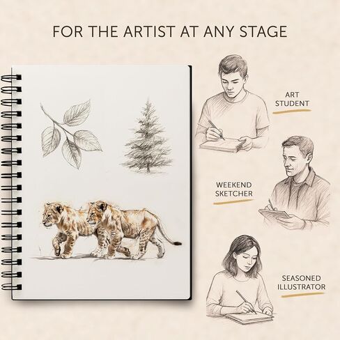 Artist’s Sketchbook Hardcover – 200GSM Very Thick Paper – Large, Spiral Sketch Book for Drawing and Mixed Media – Sketch Pad, Art Book - 8.25 x 11.4, 40 Sheets / 80 Pages in Saudi Arabia