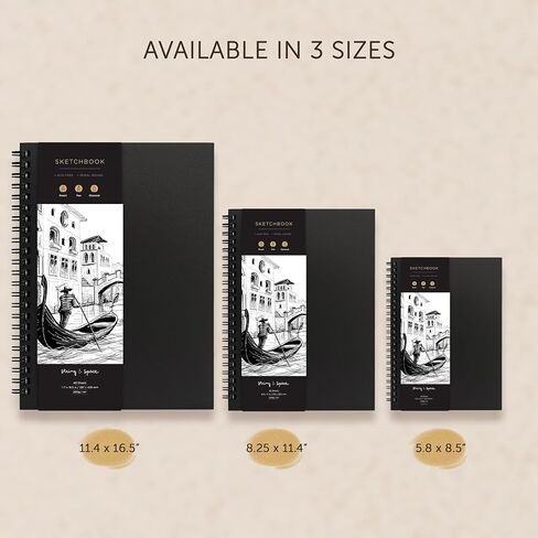 Artist’s Sketchbook Hardcover – 200GSM Very Thick Paper – Large, Spiral Sketch Book for Drawing and Mixed Media – Sketch Pad, Art Book - 8.25 x 11.4, 40 Sheets / 80 Pages in Saudi Arabia