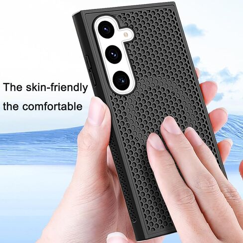 Ysnzaq Cooling Case for Samsung Galaxy S22, Support Wireless Charging & Car Mount, Honeycomb Phone Case for Samsung Galaxy S22 SR Black in Saudi Arabia