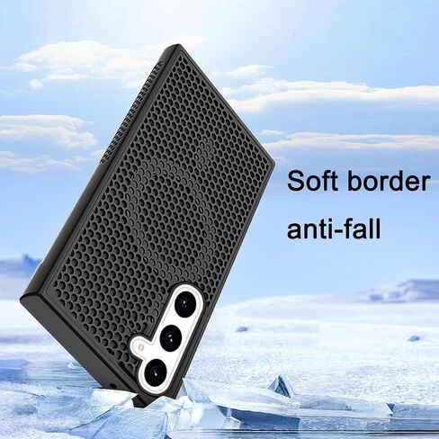Ysnzaq Cooling Case for Samsung Galaxy S22, Support Wireless Charging & Car Mount, Honeycomb Phone Case for Samsung Galaxy S22 SR Black in Saudi Arabia