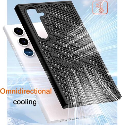 Ysnzaq Cooling Case for Samsung Galaxy S22, Support Wireless Charging & Car Mount, Honeycomb Phone Case for Samsung Galaxy S22 SR Black in Saudi Arabia