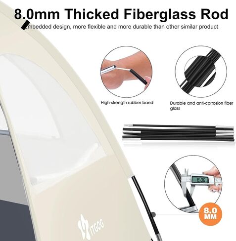 Beach Tent Sun Shelter for 3-4Person, Lightweight Beach Tent with UV Protection, 3 Mesh Roll Up Windows & 8.0mm Fiberglass, Easy Assemble in Saudi Arabia