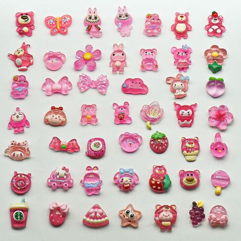 68pcs سحر الوحل مجموعة لطيفة ، مختلط سحر العلبة الراتنج راتنجات شقة الظهر اللطيف اللطيف ، لحالات الهواتف غير المرغوب فيها ، وصياغة سكرابوكينغ وديكور ديي (أرجواني) in Kuwait