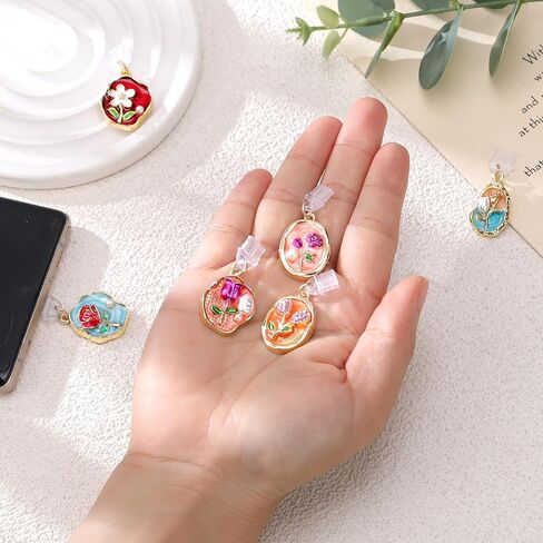 6 Pcs Dust Plug Charms for Kindle - Fantasy Crystal Flower Seashell Pendant Compatible with Kindle & Phone Type C/USB C in Kuwait