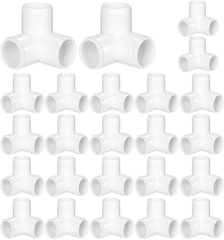 KEJJNYER 24 Pack 4 Way 1/2 Inch PVC Fittings Pipe, Heavy Duty PVC Pipe Fittings Connectors for Building PVC Furniture, Greenhouse Shed Pipe, PVC Pipe Joint in Kuwait