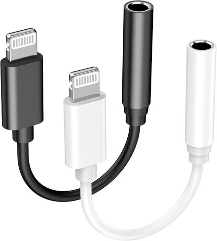 [Apple MFi Certified] iPhone 3.5mm Headphone Jack Adapter,2 Pack Lightning to 3.5mm Earphones Jack Adapter Cord Dongle Aux Cable Converter Accessories Compatible with iPhone14 13 12 11/Xs/XR in Saudi Arabia