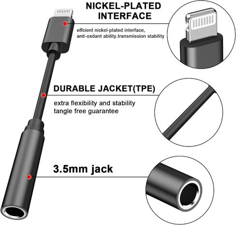 [Apple MFi Certified] iPhone 3.5mm Headphone Jack Adapter,2 Pack Lightning to 3.5mm Earphones Jack Adapter Cord Dongle Aux Cable Converter Accessories Compatible with iPhone14 13 12 11/Xs/XR in Saudi Arabia