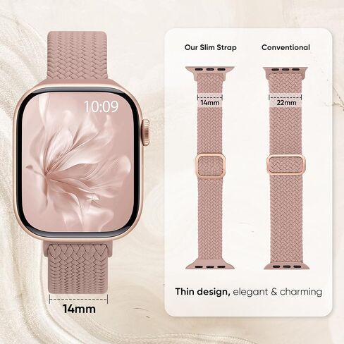5 Pack Slim Braided Stretchy Bands Compatible with Apple Watch Band 40mm 41mm 42mm 38mm 44mm 45mm 46mm 49mm Women Men, Thin Elastic Nylon Solo Loop Straps for iWatch Series 10 9 8 7 6 5 4 3 SE Ultra in Saudi Arabia
