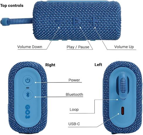 JBL GO3 Portable Bluetooth Wireless Compact Speaker Bundle with divvi! Protective Fitted Hard Case - Grey in Saudi Arabia