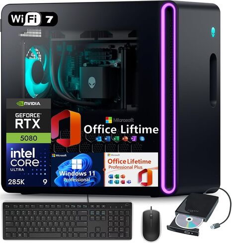 Dell Alienware Aurora R16 Gaming PC - NVIDIA RTX 5080 GDDR7 16GB(Beats RTX 4090) • Intel Ultra 9 285K(up to 5.7GHz) • Wi-Fi 7, Win11 Pro • 1000W Liquid Cooled (64GB DDR5 • 8TB SSD • 2TB HDD) in Saudi Arabia