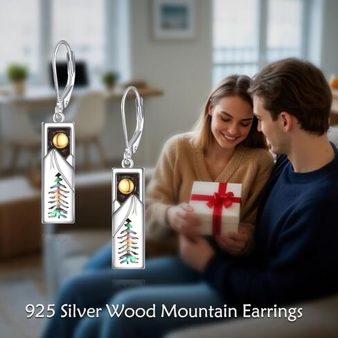 YFN Turquoise Mountain Earrings Sterling Silver Mustard Seed Dangle Drop Earrings Mountain Jewelry Gift for Skiers, Hikers, Campers, Climbers and Nature Lovers in Saudi Arabia