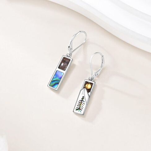 YFN Turquoise Mountain Earrings Sterling Silver Mustard Seed Dangle Drop Earrings Mountain Jewelry Gift for Skiers, Hikers, Campers, Climbers and Nature Lovers in Saudi Arabia