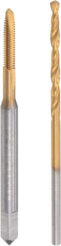 uxcell M2.5 x 0.45 صنبور لولبي ذو نقطة حلزونية ومجموعة رؤوس مثقاب ملتوية 2.1 مم، مطلي بالتيتانيوم متري 6542 أداة فولاذية عالية السرعة لصنبور لولبي in Kuwait