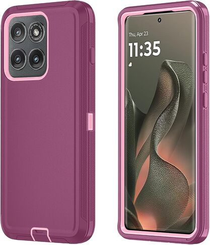 قضية هاتف Qinmay لـ Motorola Moto Edge 5G 2025 ، حالة الهاتف الثقيلة ذات الصدمات الثقيلة والقطرات المكونة من 3 طبقات لـ Moto Edge 2025 (WineredPink) in Saudi Arabia