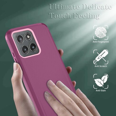 قضية هاتف Qinmay لـ Motorola Moto Edge 5G 2025 ، حالة الهاتف الثقيلة ذات الصدمات الثقيلة والقطرات المكونة من 3 طبقات لـ Moto Edge 2025 (WineredPink) in Saudi Arabia
