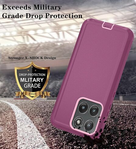 قضية هاتف Qinmay لـ Motorola Moto Edge 5G 2025 ، حالة الهاتف الثقيلة ذات الصدمات الثقيلة والقطرات المكونة من 3 طبقات لـ Moto Edge 2025 (WineredPink) in Saudi Arabia